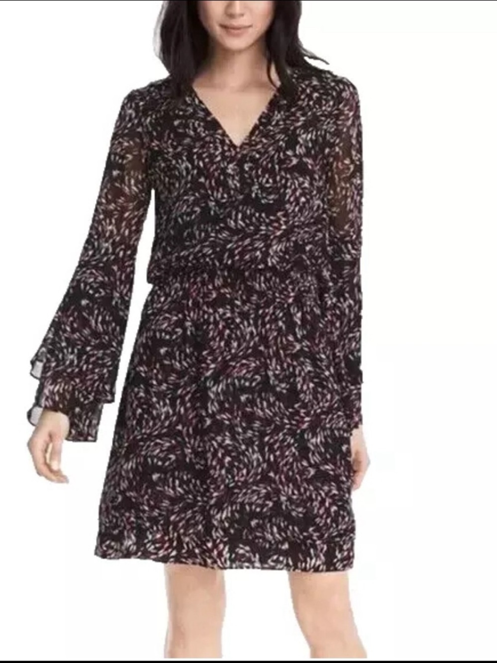 White House Black Market Black and Pink Midi Dress